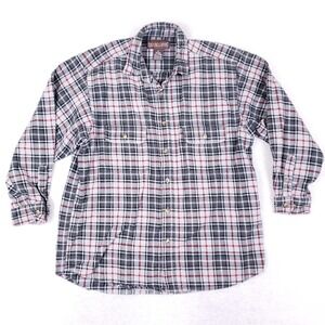 Moose Creek Plaid Button Down Flannel Shirt Size XL Gray